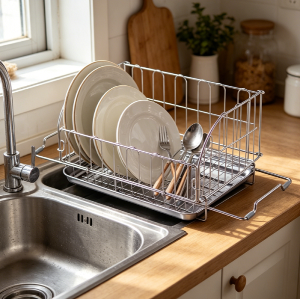 Foldable Sliding Sink Dish Drainer Basket
